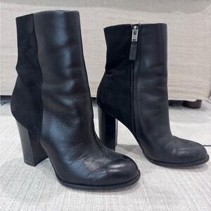 Sam Edelman Black Suede and Leather Ankle Boots Size 8.5